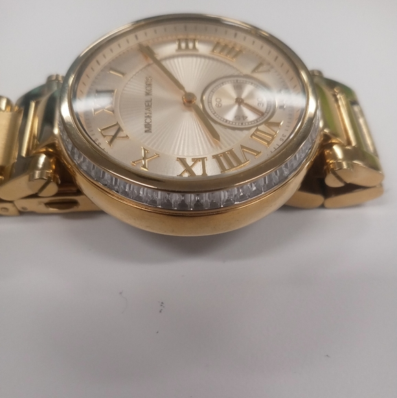 MICHAEL KORS SKYLAR CHAMPAGNE DIAL GOLD-TONE CRYSTALS LADIES WATCH MK5867 NO BOX - Picture 5 of 9